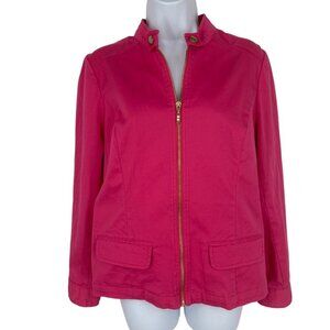 Chico's Long Sleeve Full Zip Bright Pink Jacket Size 0 US Small